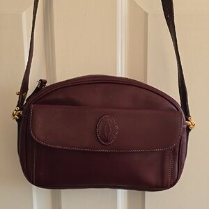 Cartier Burgandy Crossbody Bag with Textured Finish and Adjustable Strap